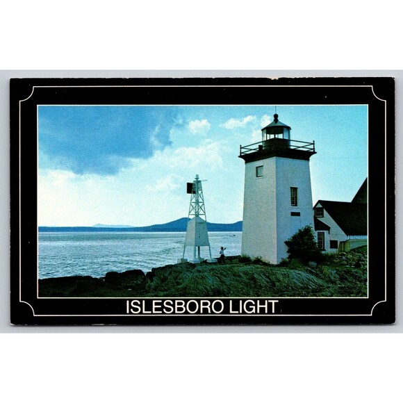 Postcard Maine Islesboro Island Light Lighthouse Built in 1935 Unposted ME c1980 - Picture 1 of 2